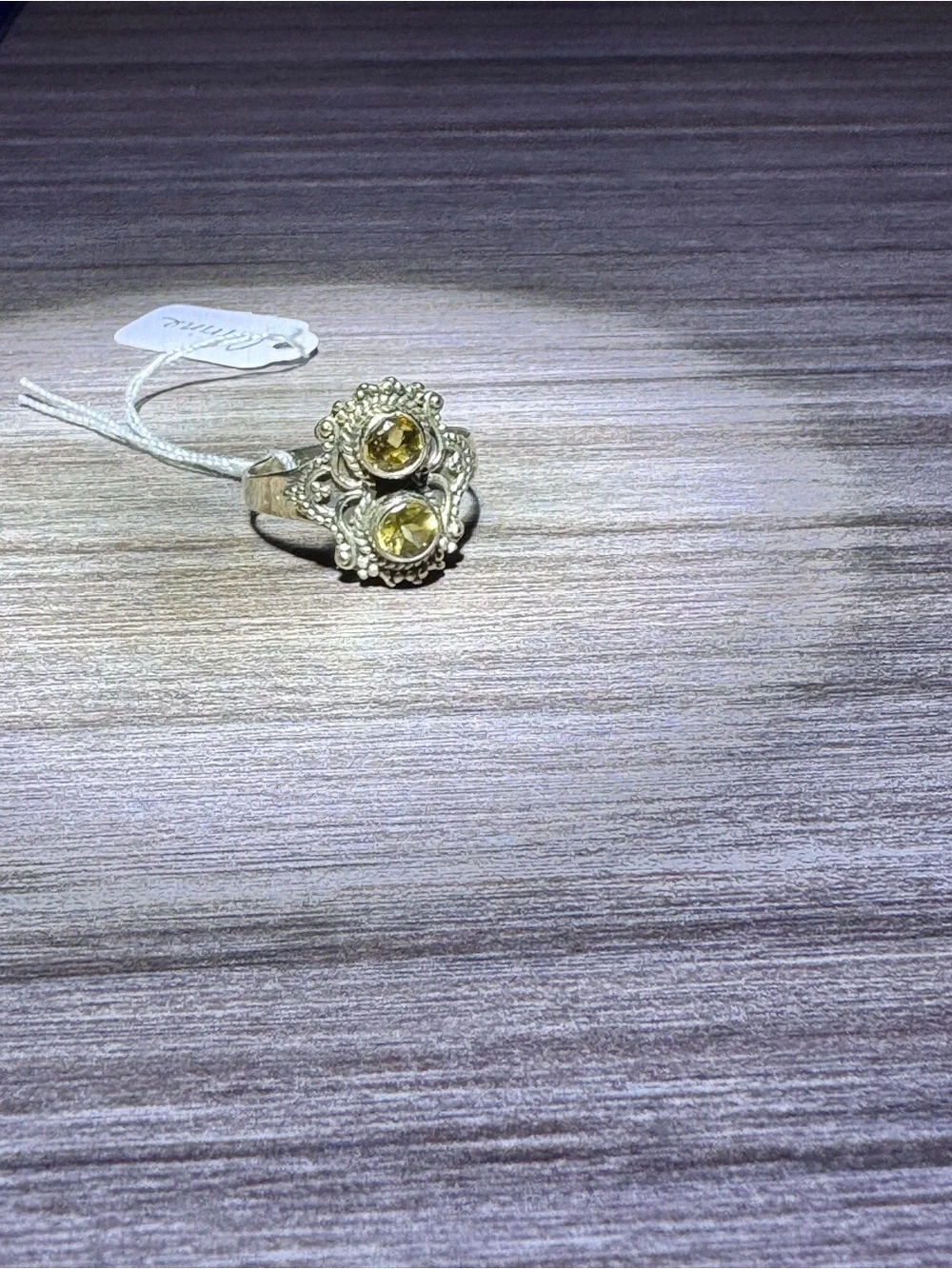 925 Sterling Silver Double Citrine Statement Ring